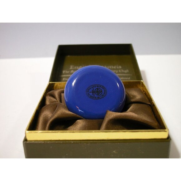 Vintage English Halcyon Days Enamel Trinket Box With Floral Lid & Ship Interior - Picture 2 of 6